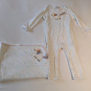 Albetta Premium Crochet detail Unicorn Onesie with Matching Blanket